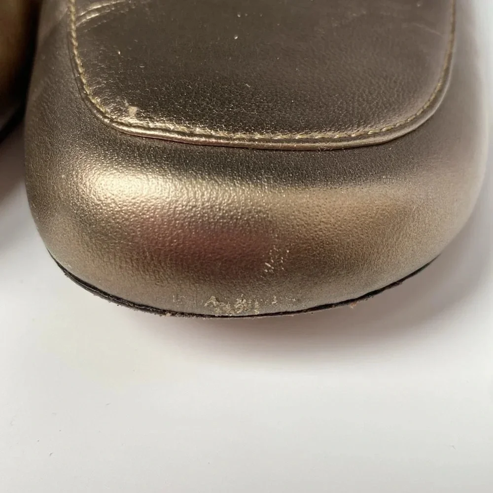 Trotters Gold‎ Leather Loafers Womens Size 8.5 M Horsebit Style Chain Hardware